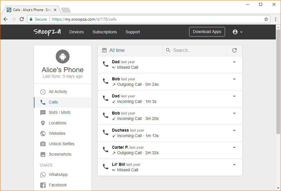 Snoopza: Android phone history free tracker for clever people