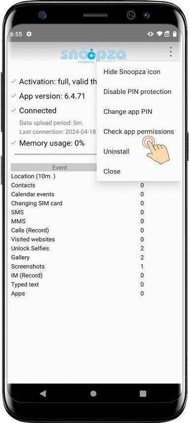 selecteer App-machtigingen controleren