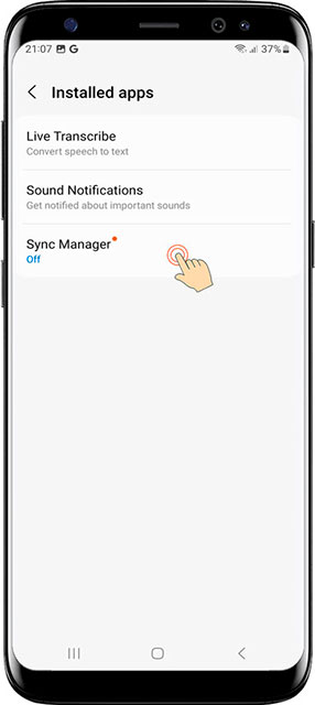 Premi su Sync Manager