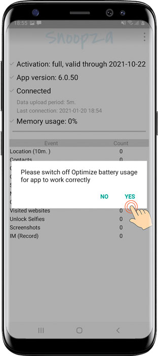 Fare clic su Sì Ottimizza l'utilizzo della batteria